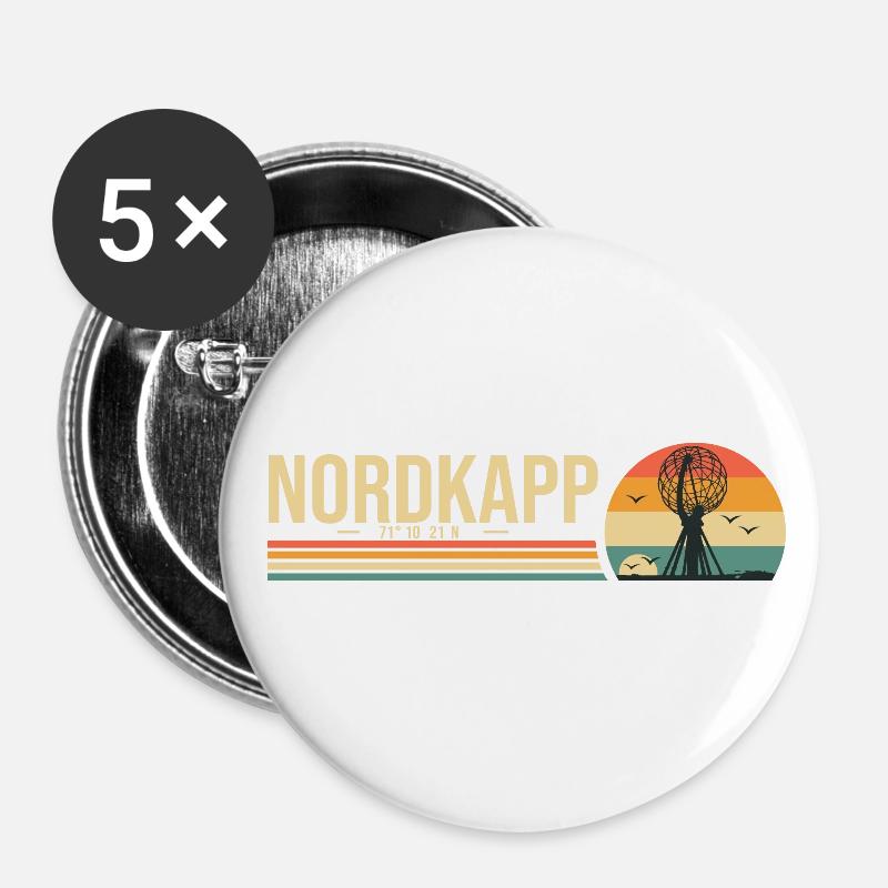 Northkapp North Cape Cool Gift Travel Norway - Buttons large 2.2''/56 mm (5-pack) - white