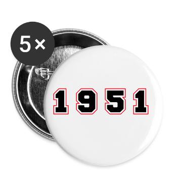 1951 Year Number - Buttons large 2.2''/56 mm (5-pack) - white - Front