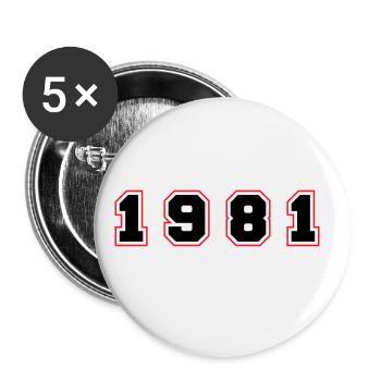 1981 Jahr Zahl - Buttons groß 56 mm (5er Pack) - Weiß - Vorne