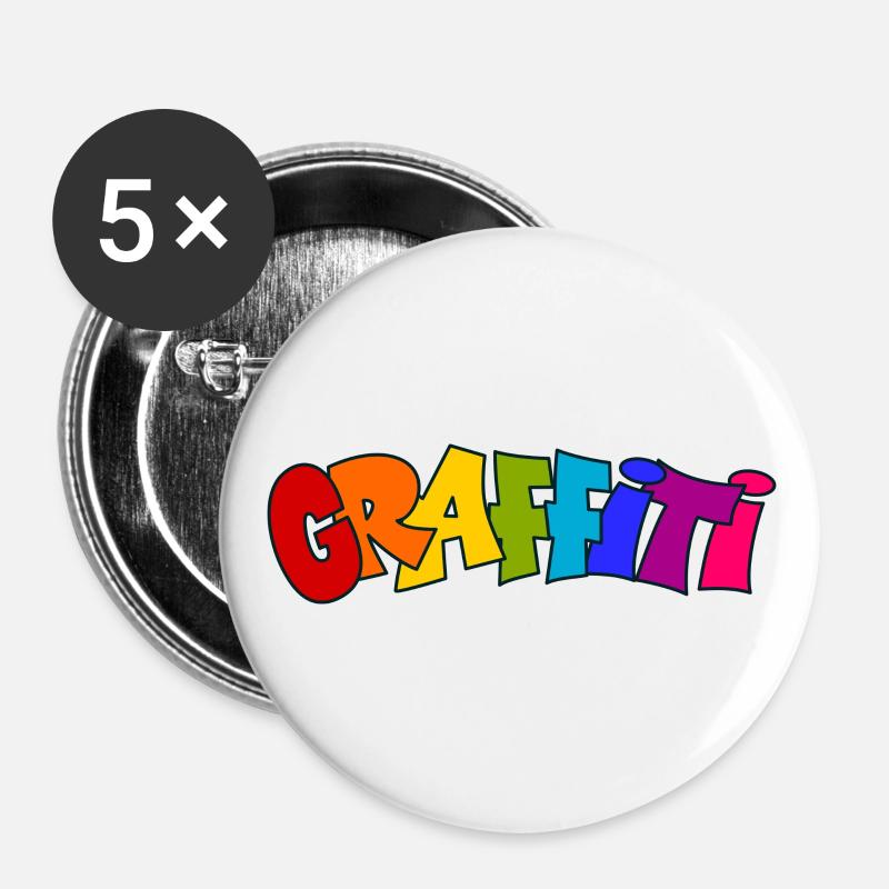 Graffiti - Buttons large 2.2''/56 mm (5-pack) - white