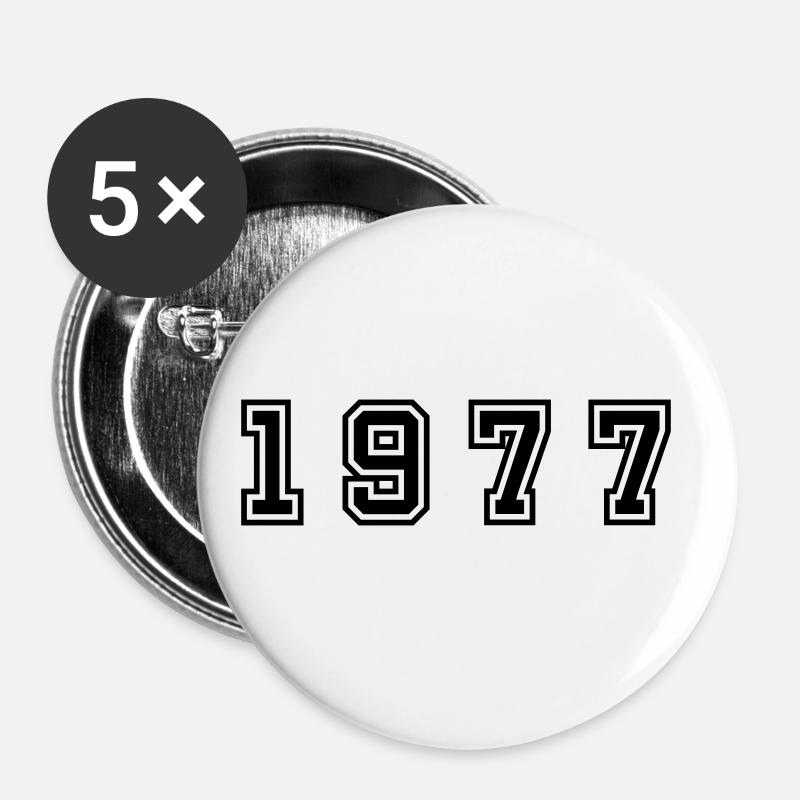 1977 Year Number - Buttons large 2.2''/56 mm (5-pack) - white