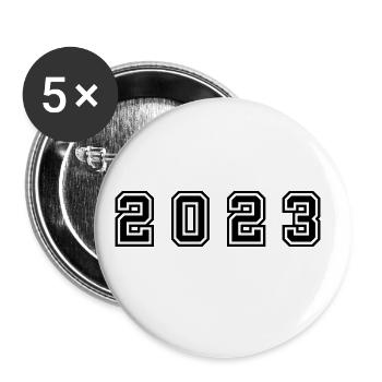 2023 Jahr Zahl - Buttons groß 56 mm (5er Pack) - Weiß - Vorne