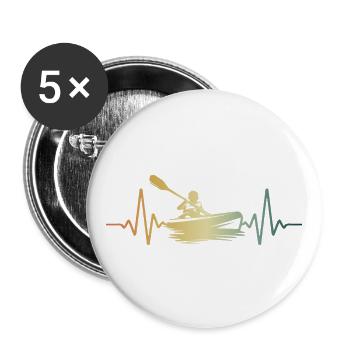 Heartbeat Kayak - Lot de 5 grands badges (56 mm) - blanc - Devant