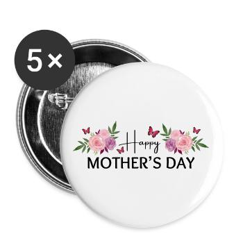 Happy Mother’s Day - Lot de 5 grands badges (56 mm) - blanc - Devant