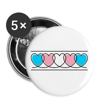 Trans Herzen transsexuell trans* Herz Transgender - Buttons groß 56 mm (5er Pack) - Weiß - Vorne