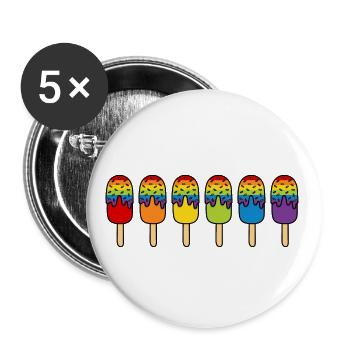 ICE CREAM Rainbow LGBTQ+ Chocolate Ice Cream Pride Month - Buttons large 2.2''/56 mm (5-pack) - white - Front