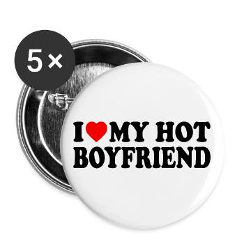 i love my hot boyfriend - Lot de 5 grands badges (56 mm) - blanc - Devant