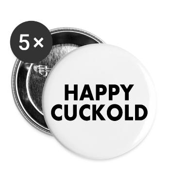 Happy cuckold - Buttons groß 56 mm (5er Pack) - Weiß - Vorne
