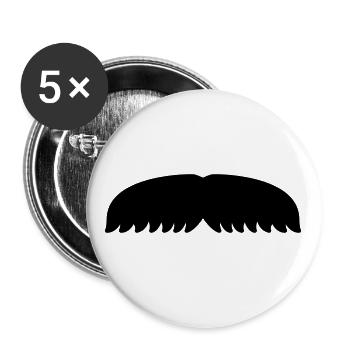 Schnurrbart Haare Flügel November Geschenk - Buttons groß 56 mm (5er Pack) - Weiß - Vorne
