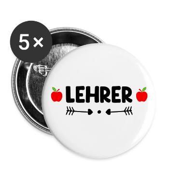 Lehrer - Buttons groß 56 mm (5er Pack) - Weiß - Vorne