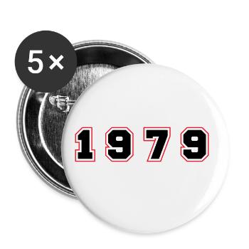 1979 Jahr Zahl - Buttons groß 56 mm (5er Pack) - Weiß - Vorne