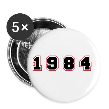 1984 Jahr Zahl - Buttons groß 56 mm (5er Pack) - Weiß - Vorne