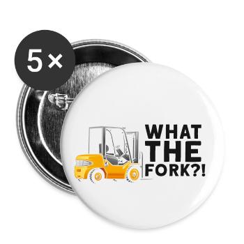 Gabelstaplerbediener und Gabelstaplerfahrer - Buttons groß 56 mm (5er Pack) - Weiß - Vorne