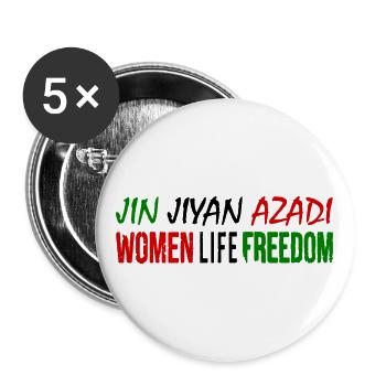 Women life freedom jin jiyan azadi - Lot de 5 grands badges (56 mm) - blanc - Devant