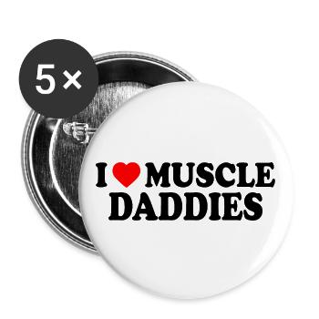 I love muscle daddies - Buttons large 2.2''/56 mm (5-pack) - white - Front