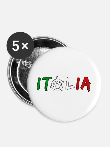 Italia Anarchie - Buttons groß 56 mm (5er Pack) - Weiß