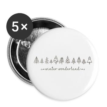 Winter Wonderland, Doodle Christmas Trees, Christmas - Buttons large 2.2''/56 mm (5-pack) - white - Front