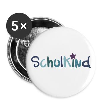Schulkind - Einschulung Erstklässler Schulbeginn - Buttons groß 56 mm (5er Pack) - Weiß - Vorne