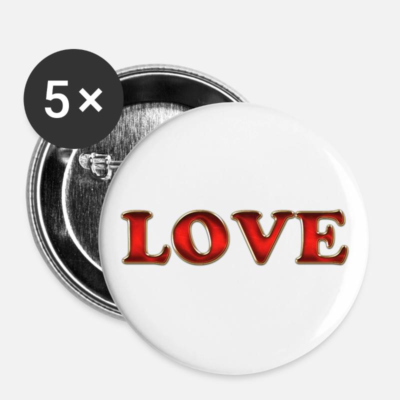 Love - Buttons large 2.2''/56 mm (5-pack) - white