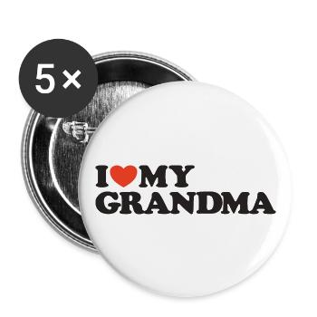 J’adore ma chemise cœur de grand-mère - Lot de 5 grands badges (56 mm) - blanc - Devant