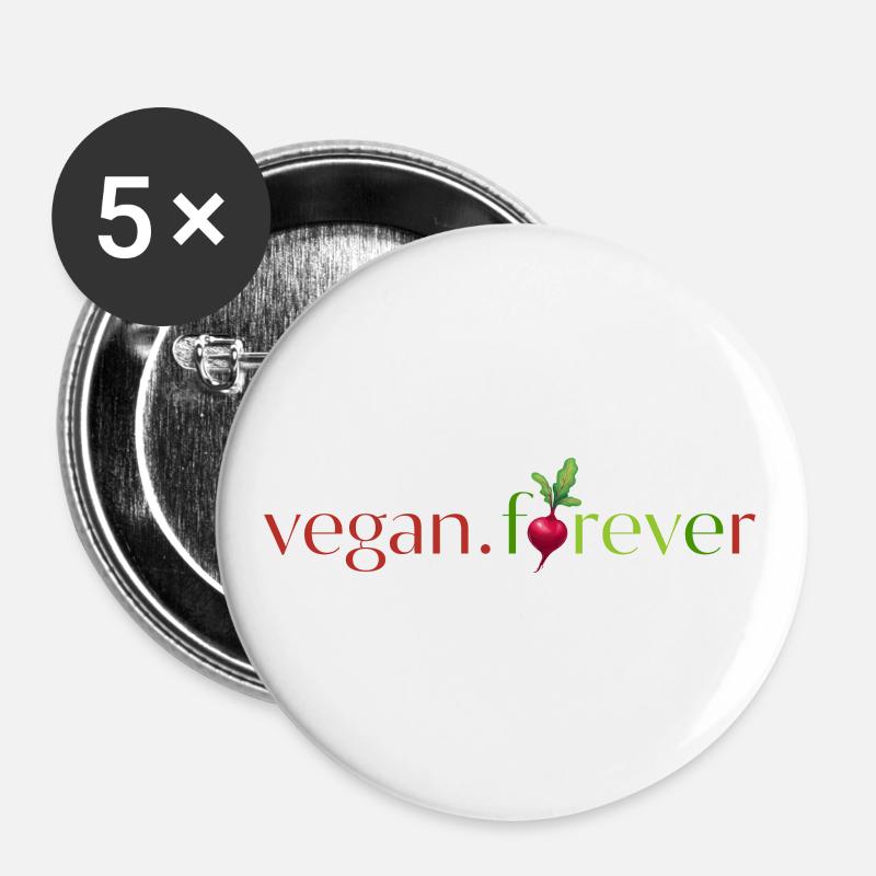 Vegan forever radish - Buttons large 2.2''/56 mm (5-pack) - white