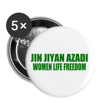 jin jiyan azadi women life freedom - Lot de 5 grands badges (56 mm) - blanc - Devant