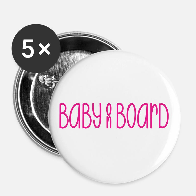 Baby on Board - Buttons groß 56 mm (5er Pack) - Weiß
