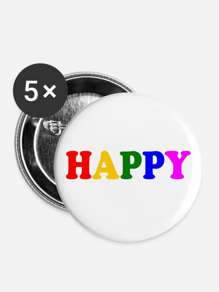 Happy - Buttons groß 56 mm (5er Pack) - Weiß