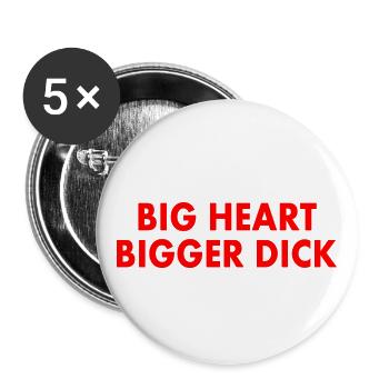 big heart bigger dick - Buttons groß 56 mm (5er Pack) - Weiß - Vorne