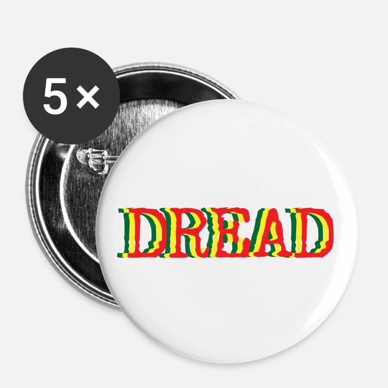 Dread Vibes Drum und Bass Dub Reggae - Buttons groß 56 mm (5er Pack) - Weiß