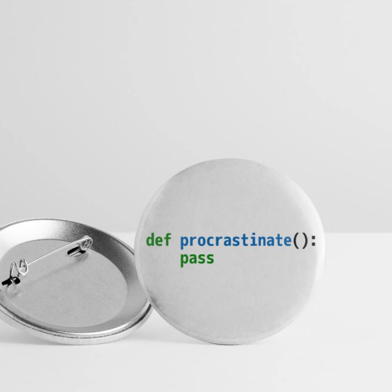 def procrastiner passer Funny Python Code Design Lot de 5 grands badges (56 mm)