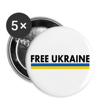Free ukraine - Buttons large 2.2''/56 mm (5-pack) - white - Front
