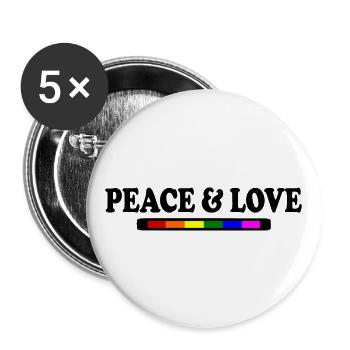 Peace and love - Buttons large 2.2''/56 mm (5-pack) - white - Front