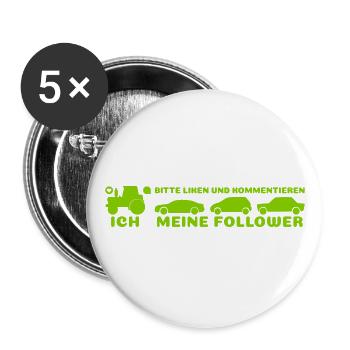 Ich, meine Follower Traktor Autos Landwirt Bauer - Buttons groß 56 mm (5er Pack) - Weiß - Vorne