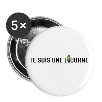 Ich bin ein Einhorn - Buttons groß 56 mm (5er Pack) - Weiß - Vorne