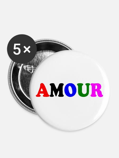 Amour - Buttons groß 56 mm (5er Pack) - Weiß