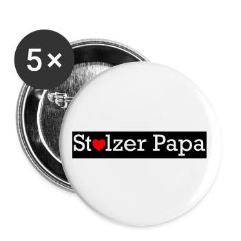 Zeige der ganzen Welt ein ein stolzer Papa zu sein - Buttons groß 56 mm (5er Pack) - Weiß - Vorne