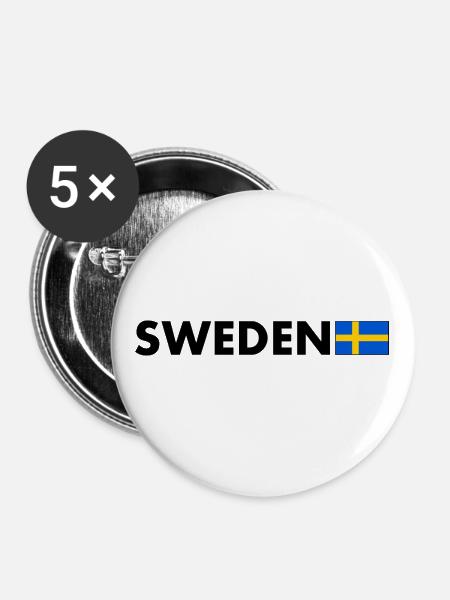 Schweden - Buttons groß 56 mm (5er Pack) - Weiß