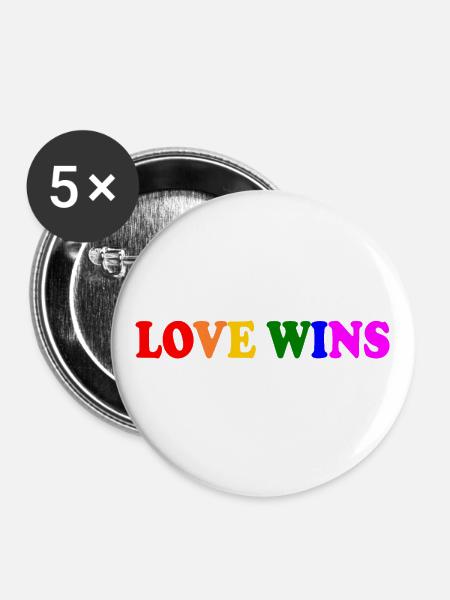 Love wins - Buttons groß 56 mm (5er Pack) - Weiß