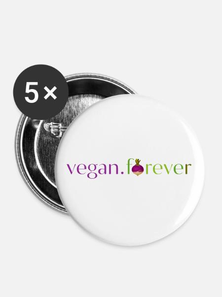 Vegane Rübe für immer - Buttons groß 56 mm (5er Pack) - Weiß