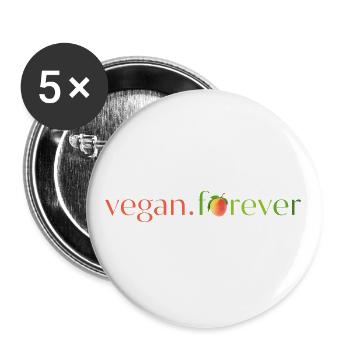 Vegan forever apricot green - Lot de 5 grands badges (56 mm) - blanc - Devant