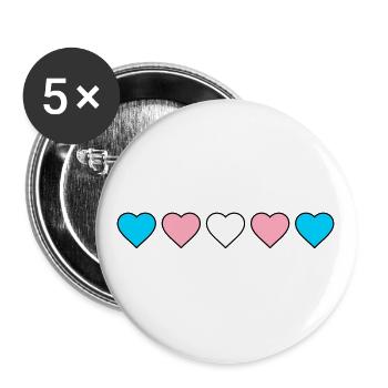 Transgender Herzen transsexuell trans* Herz trans - Buttons groß 56 mm (5er Pack) - Weiß - Vorne