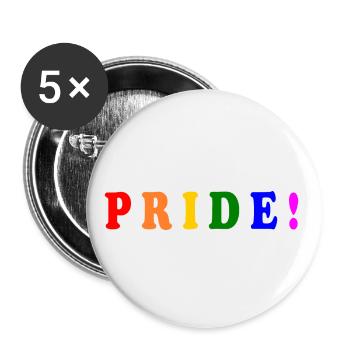 Pride - Buttons groß 56 mm (5er Pack) - Weiß - Vorne