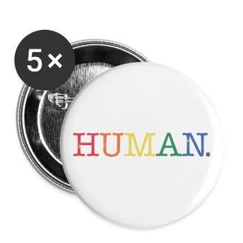 Menschlich - Buttons groß 56 mm (5er Pack) - Weiß - Vorne