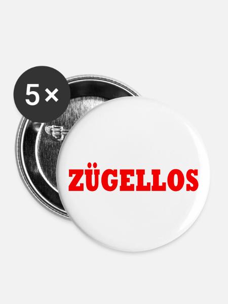 zügellos - Buttons groß 56 mm (5er Pack) - Weiß