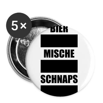 Bier Schnaps Kreide Alkohol Party Geschenk - Buttons groß 56 mm (5er Pack) - Weiß - Vorne
