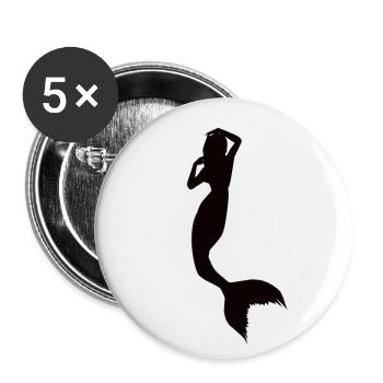 Meerjungfrau Silhouette Fabelwesen Geschichte - Buttons groß 56 mm (5er Pack) - Weiß - Vorne