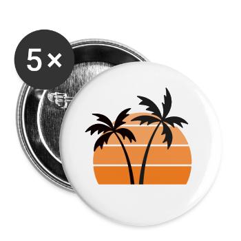 Palmen Sommer Sonne - Buttons groß 56 mm (5er Pack) - Weiß - Vorne