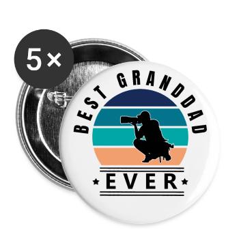 Best Granddad Ever Photographer - Buttons large 2.2''/56 mm (5-pack) - white - Front