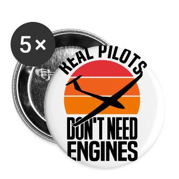 Les vrais pilotes n’ont pas besoin de moteurs - Lot de 5 grands badges (56 mm) - blanc - Devant